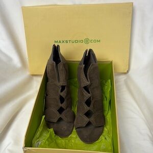 Brown Suede Cutout Sandals